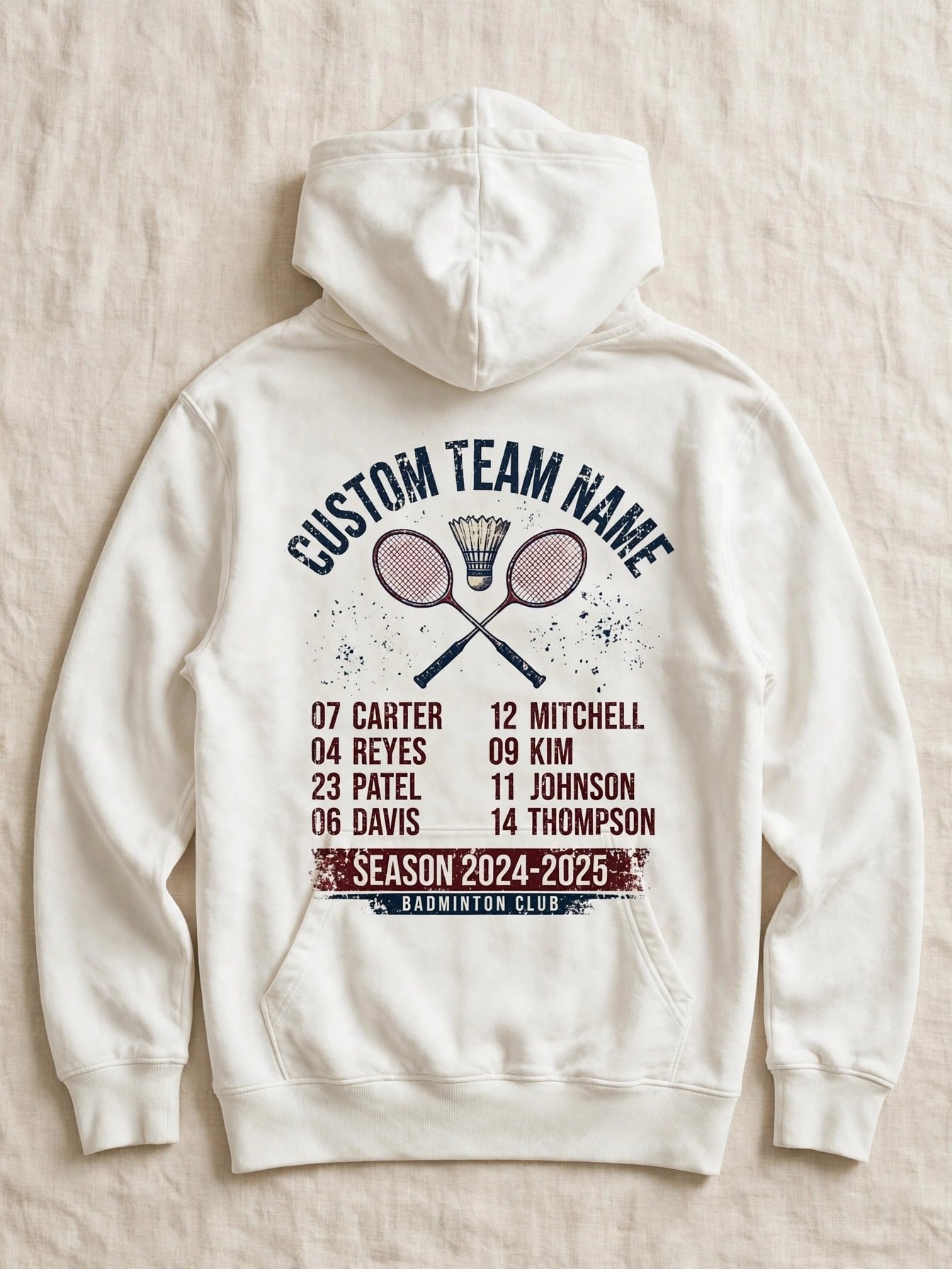 Badminton Club Hoodie – Custom Roster & Season Pullover