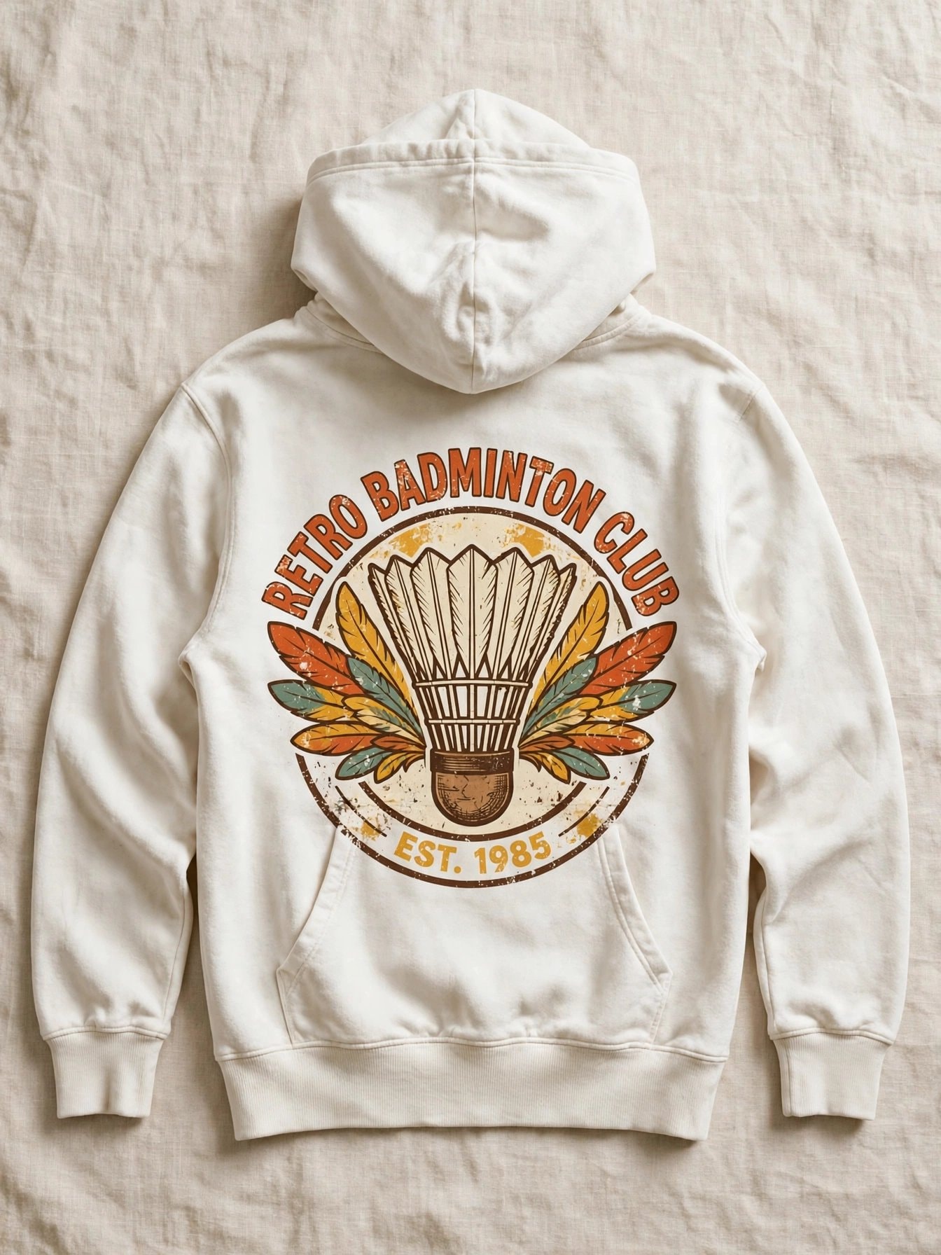 Vintage Badminton Hoodie – Retro Shuttlecock Style Pullover Sweatshirt
