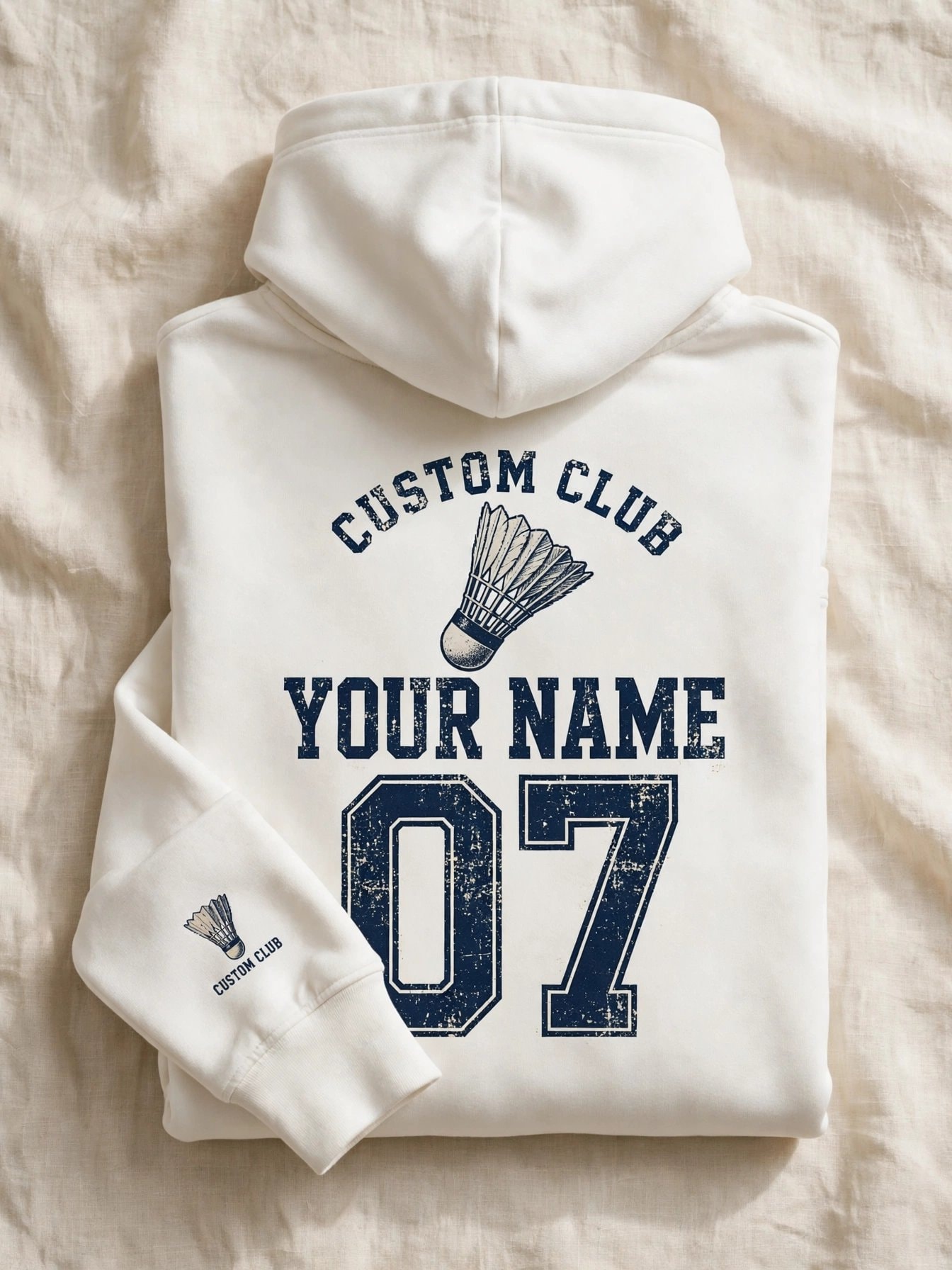 Custom Badminton Hoodie – Personalized Name & Number Club Pullover