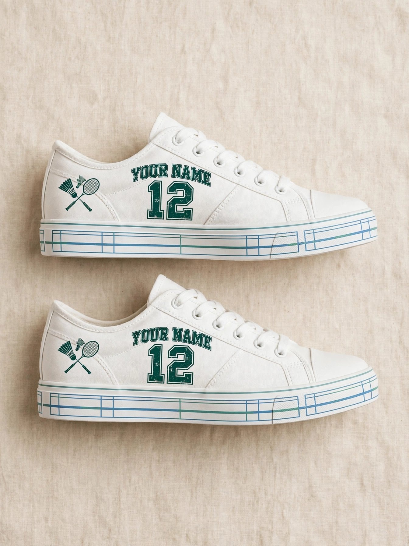 Custom Badminton Sneakers – Personalized Name & Number Low Top Shoes