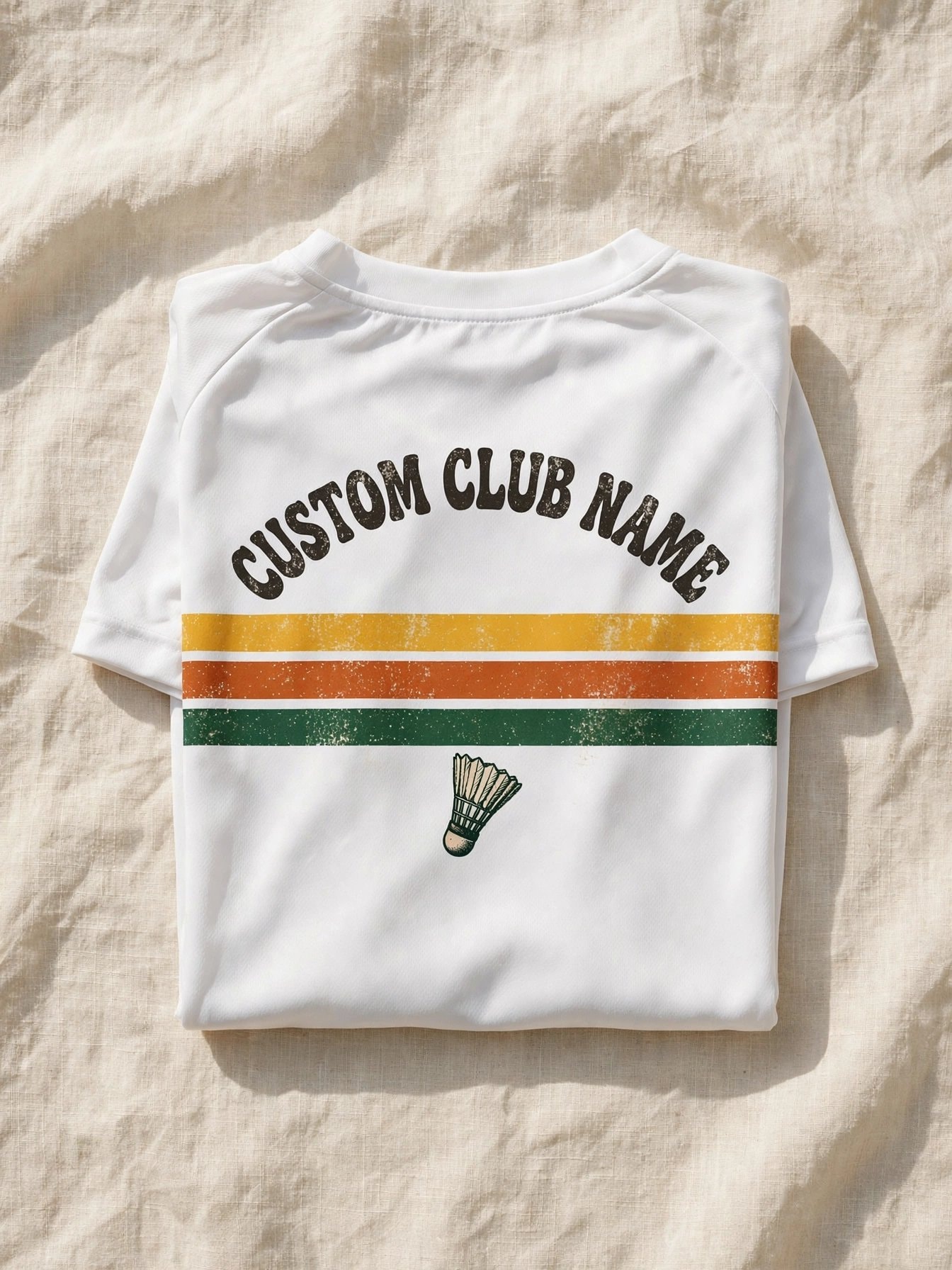 Vintage Badminton Jersey – Retro Shuttlecock Stripe Design, Custom Club Name