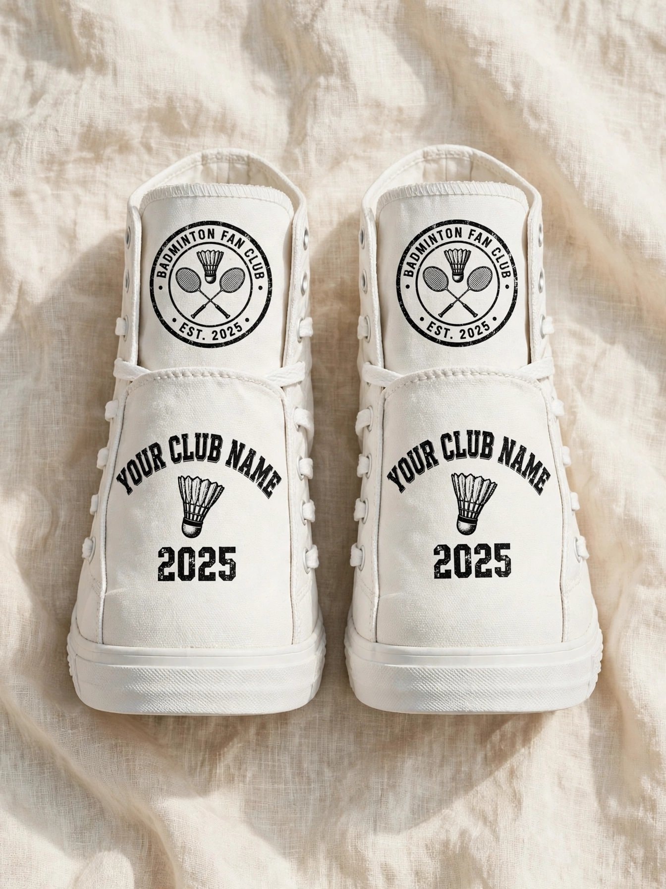 Badminton Fan High Top Shoes – Custom Club Name & Year Sneakers